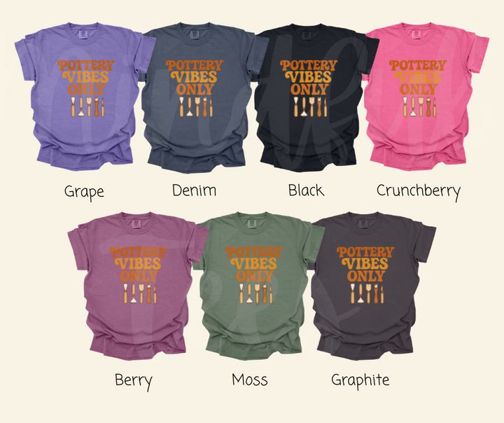 "Pottery Vibes Only" Funny Design Pottery Clay Hobby Inspired Unisex heavyweight t-shirt
