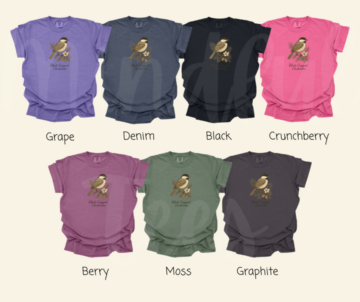 "Black-Capped Chikadee" Birdwatching Design Birds and Nature Inspired Unisex heavyweight t-shirt