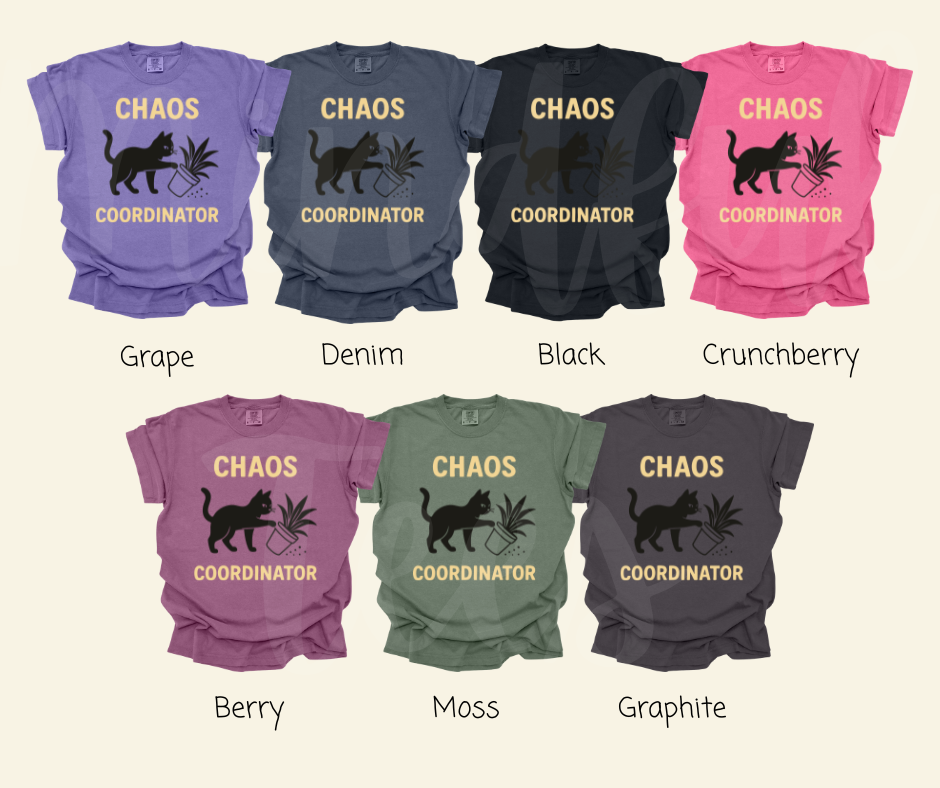 "Chaos Cordinator" Sarcastic Cat Design Unisex heavyweight t-shirt