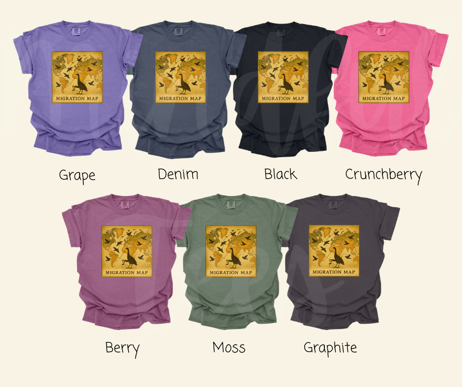 "The Map" Birdwatching Design Birds and Nature Inspired Unisex heavyweight t-shirt