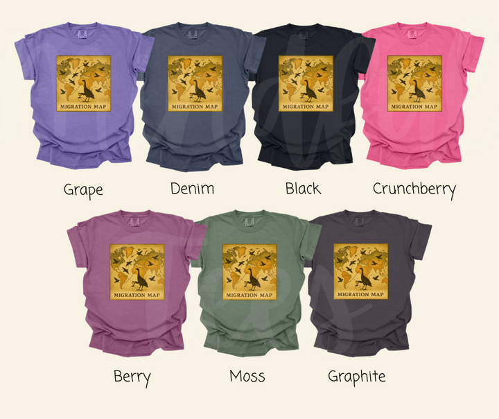 "The Map" Birdwatching Design Birds and Nature Inspired Unisex heavyweight t-shirt