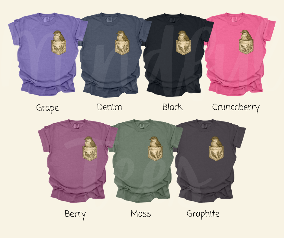 "Pocket Bird" Birdwatching Design Birds and Nature Inspired Unisex heavyweight t-shirt