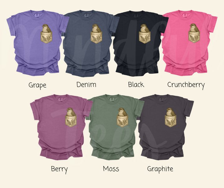 "Pocket Bird" Birdwatching Design Birds and Nature Inspired Unisex heavyweight t-shirt