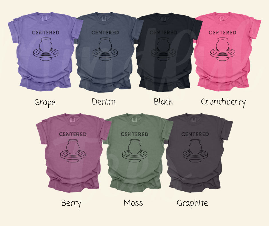 "Centered" Funny Design Pottery Clay Hobby Inspired Unisex heavyweight t-shirt