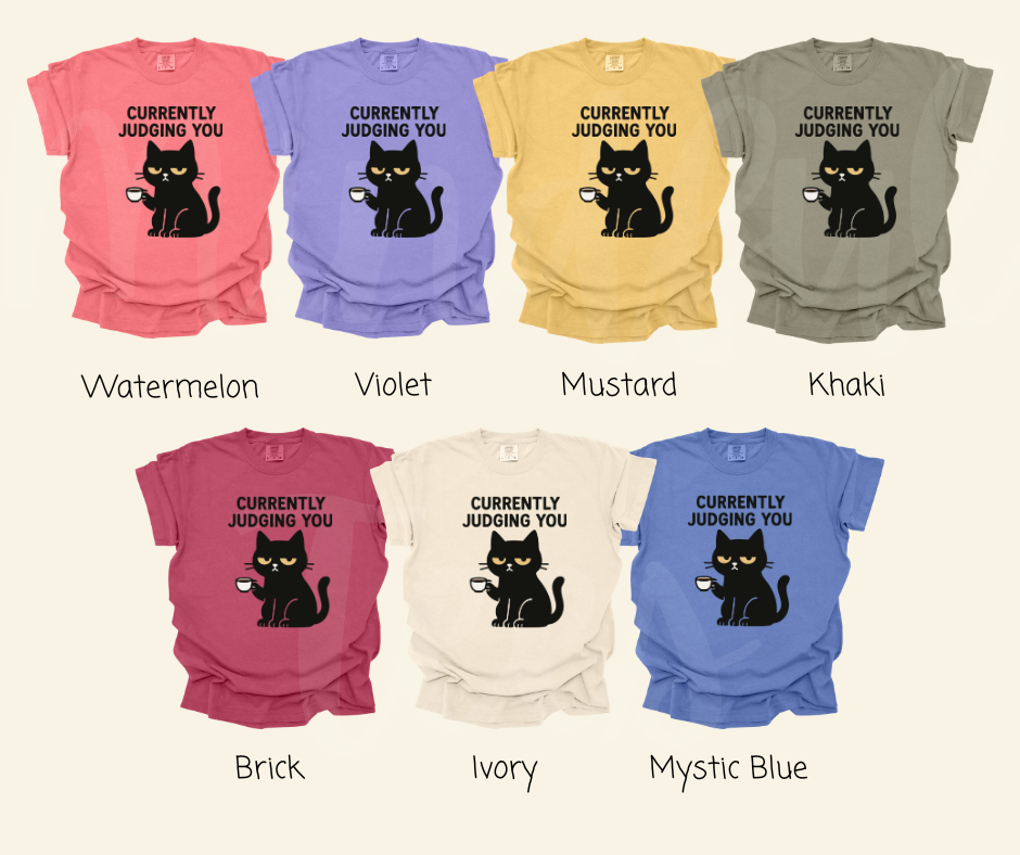 "Judging You" Sarcastic Cat Design Unisex heavyweight t-shirt