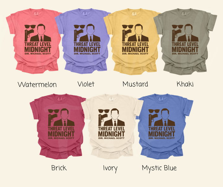 "Threat Level Midnight" Sarcastic Design The Office Inspired Unisex heavyweight t-shirt