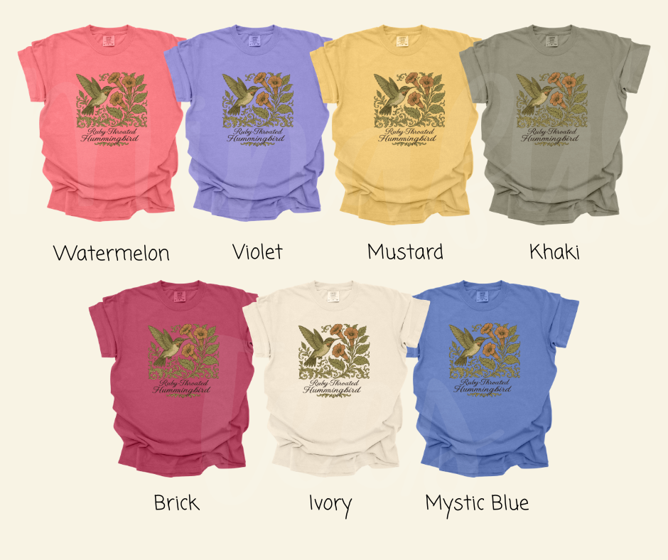 "Ruby-Throated Hummingbird" Birdwatching Design Birds and Nature Inspired Unisex heavyweight t-shirt