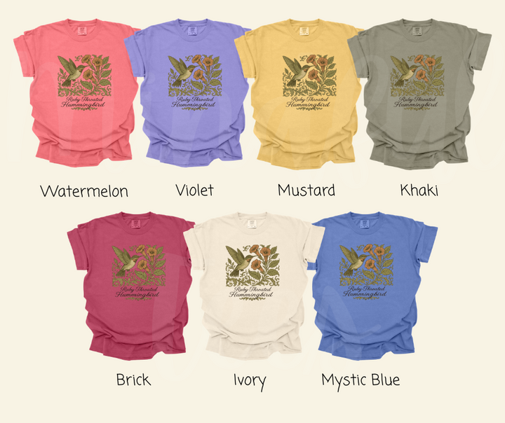 "Ruby-Throated Hummingbird" Birdwatching Design Birds and Nature Inspired Unisex heavyweight t-shirt
