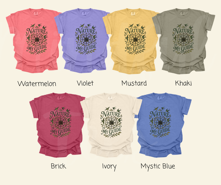 "Nature Is My Guide" Birdwatching Design Birds and Nature Inspired Unisex heavyweight t-shirt