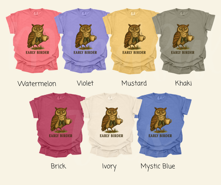"Early Birder" Birdwatching Design Birds and Nature Inspired Unisex heavyweight t-shirt