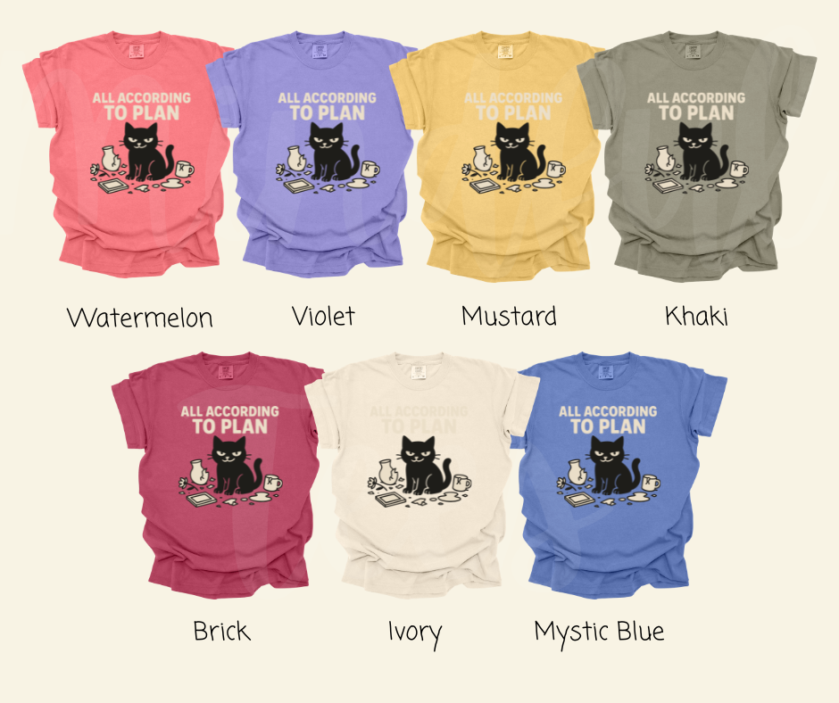 "All According to Plan" Sarcastic Cat Design Unisex heavyweight t-shirt