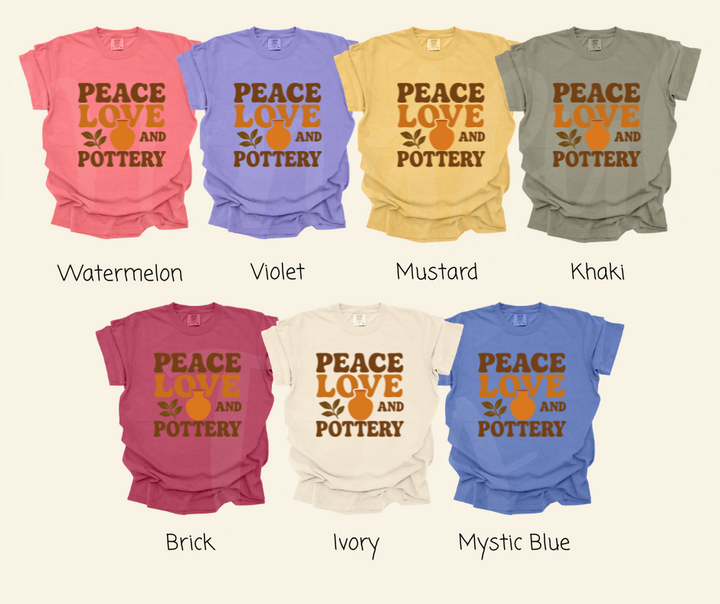 "Peace Love Pottery" Funny Design Pottery Clay Hobby Inspired Unisex heavyweight t-shirt
