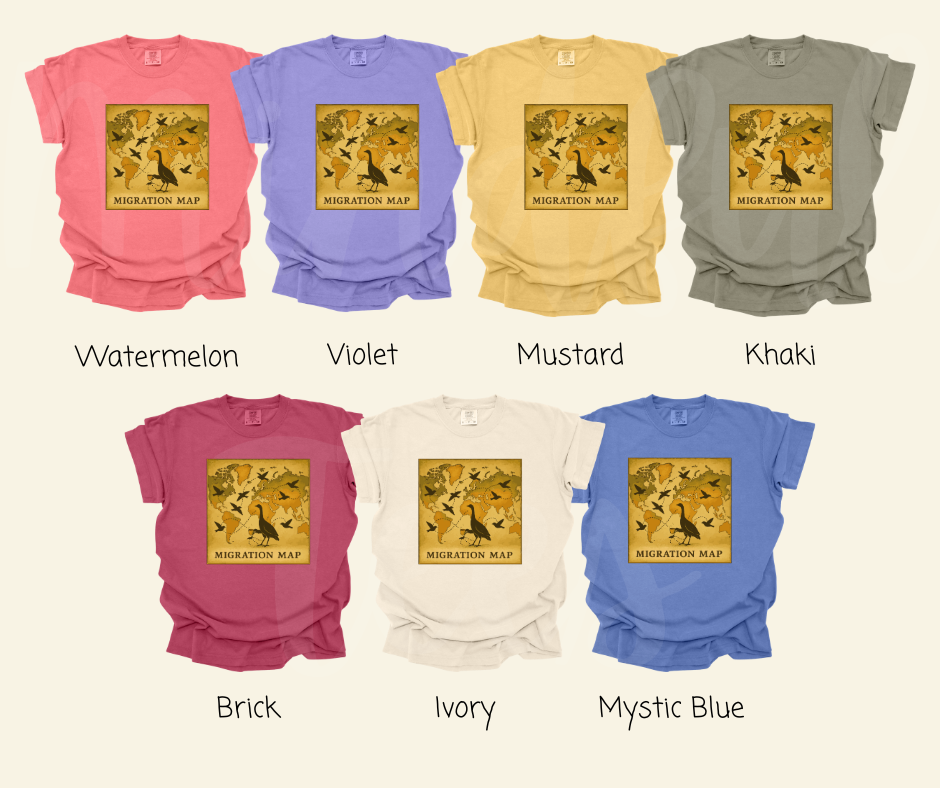 "The Map" Birdwatching Design Birds and Nature Inspired Unisex heavyweight t-shirt