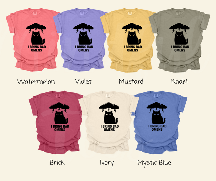"Bad Omens" Sarcastic Cat Design Unisex heavyweight t-shirt