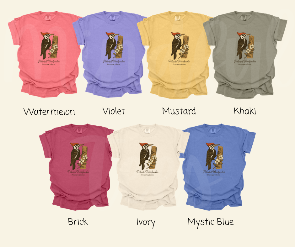 "Pileated Woodpecker" Birdwatching Design Birds and Nature Inspired Unisex heavyweight t-shirt
