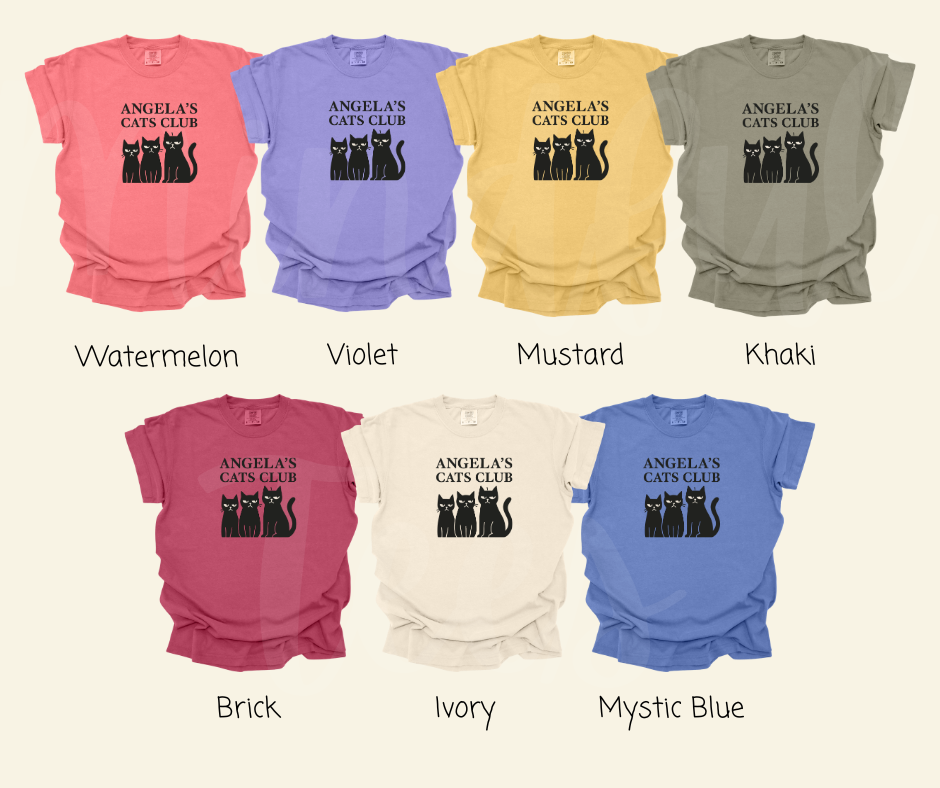 "Angela's Cat Club" Sarcastic Design The Office Inspired Unisex heavyweight t-shirt
