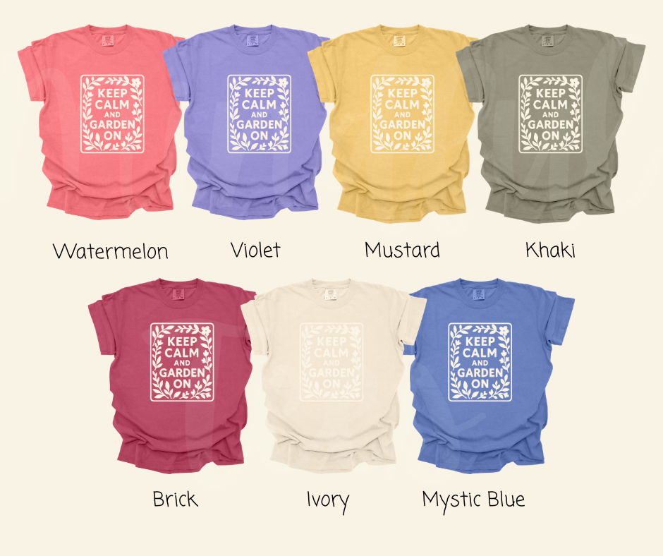 "Keep Calm And Garden On" Funny Plant Lover Tee Design Unisex heavyweight t-shirt
