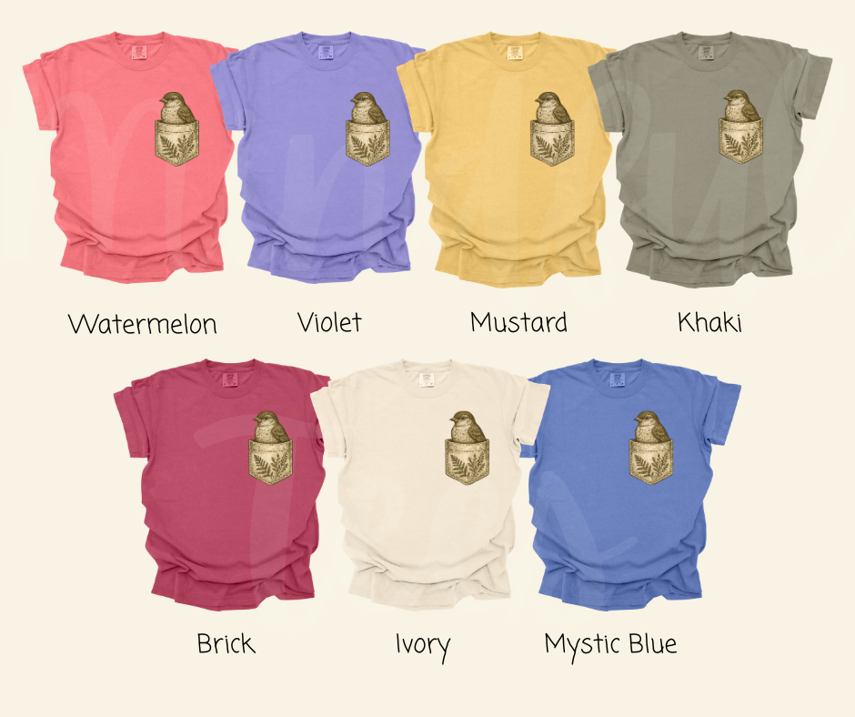"Pocket Bird" Birdwatching Design Birds and Nature Inspired Unisex heavyweight t-shirt