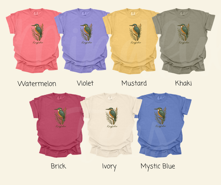"Kingfisher" Birdwatching Design Birds and Nature Inspired Unisex heavyweight t-shirt