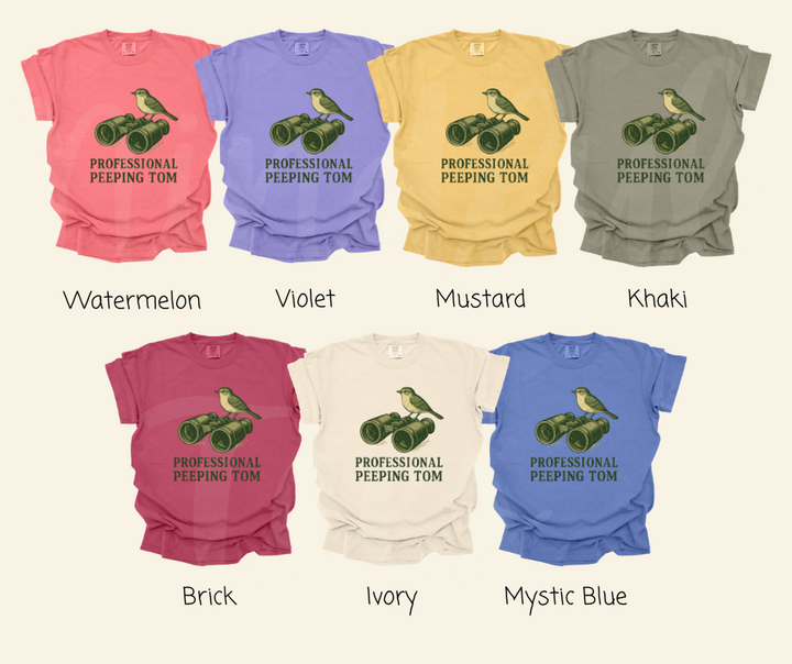 "Peeping Tom" Birdwatching Design Birds and Nature Inspired Unisex heavyweight t-shirt