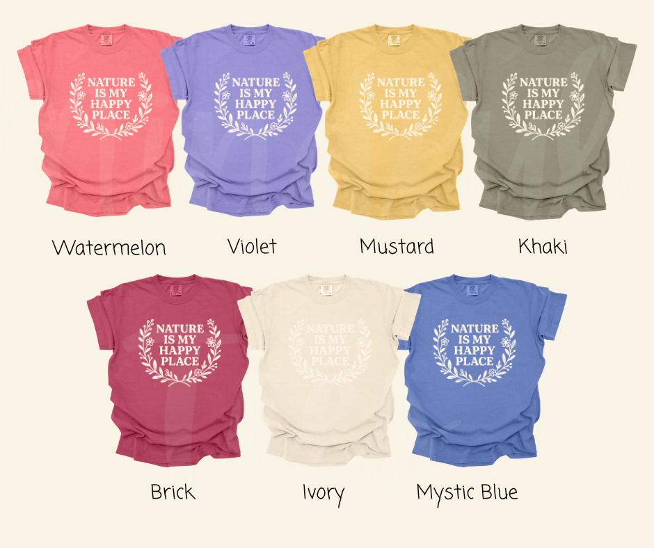 "Nature Is My Happy Place" Funny Plant Lover Tee Design Unisex heavyweight t-shirt