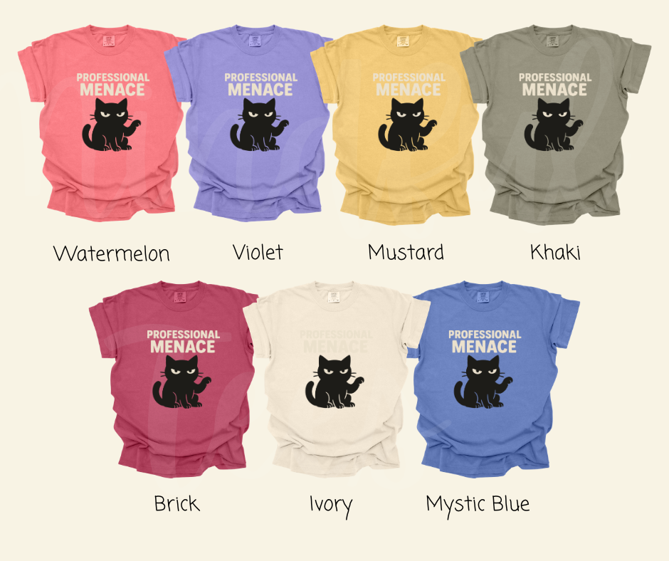 "Professional Menace" Sarcastic Cat Design Unisex heavyweight t-shirt