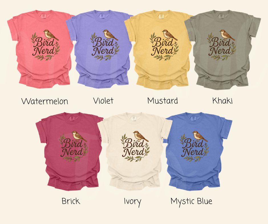 "Bird Nerd" Birdwatching Design Birds and Nature Inspired Unisex heavyweight t-shirt