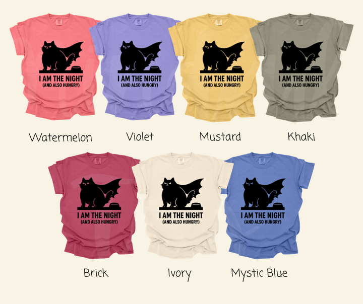 "I Am The Night" Sarcastic Cat Design Unisex heavyweight t-shirt