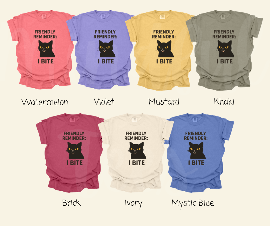 "I Bite" Sarcastic Cat Design Unisex heavyweight t-shirt