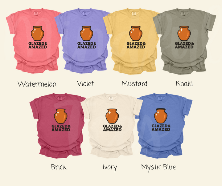 "Glazed & Amazed" Funny Design Pottery Clay Hobby Inspired Unisex heavyweight t-shirt