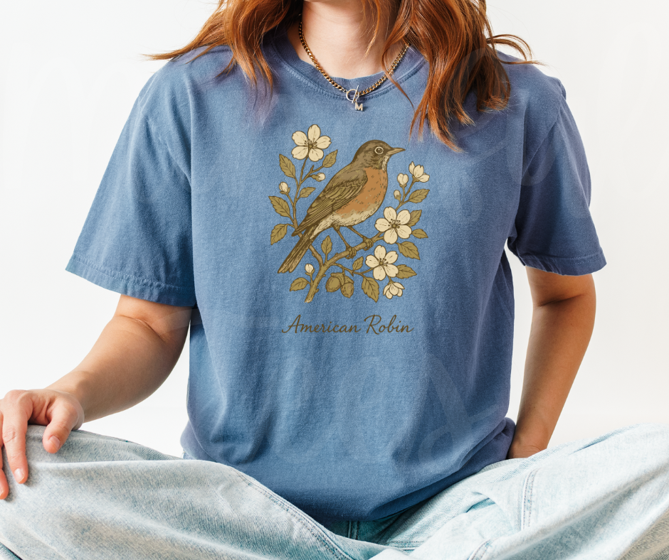 "American Robin" Birdwatching Design Birds and Nature Inspired Unisex heavyweight t-shirt