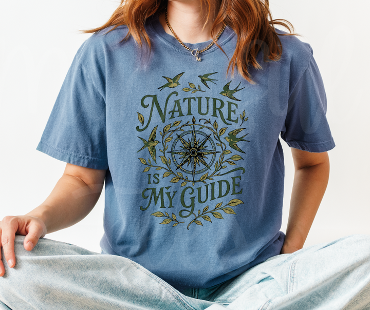 "Nature Is My Guide" Birdwatching Design Birds and Nature Inspired Unisex heavyweight t-shirt