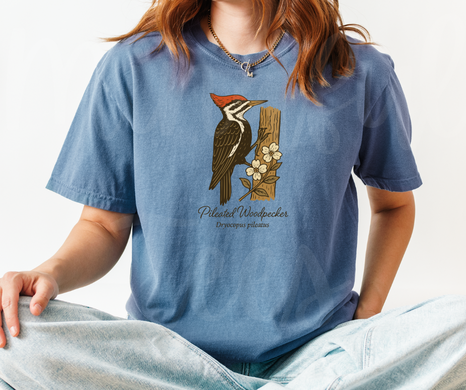 "Pileated Woodpecker" Birdwatching Design Birds and Nature Inspired Unisex heavyweight t-shirt