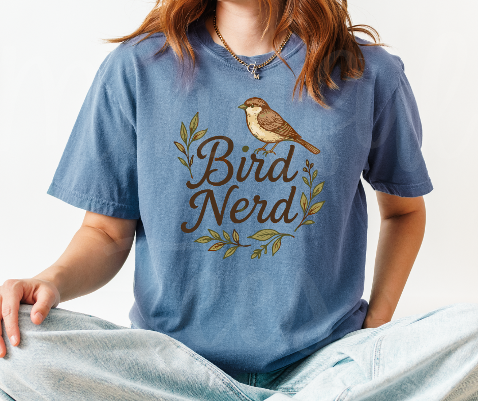 "Bird Nerd" Birdwatching Design Birds and Nature Inspired Unisex heavyweight t-shirt