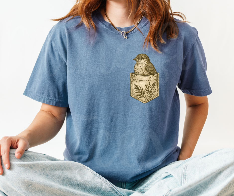 "Pocket Bird" Birdwatching Design Birds and Nature Inspired Unisex heavyweight t-shirt