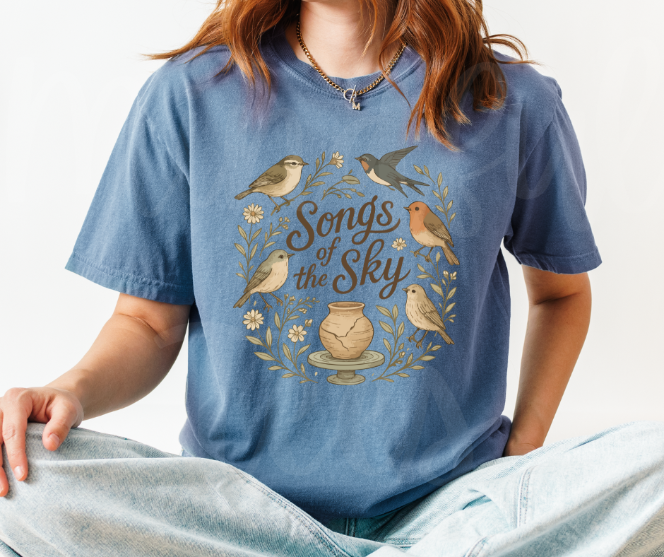 "Songs of the Sky" Birdwatching Design Birds and Nature Inspired Unisex heavyweight t-shirt