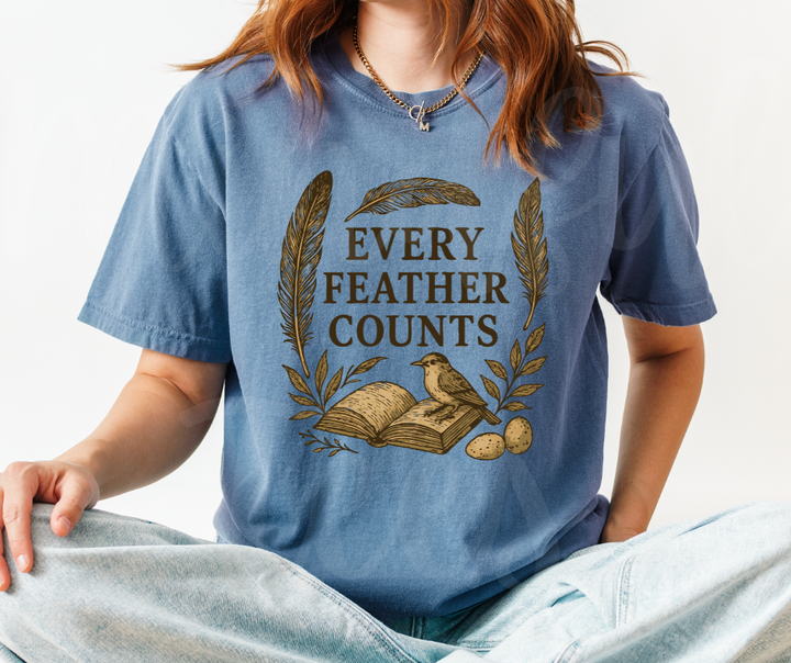 "Every Feather Counts" Birdwatching Design Birds and Nature Inspired Unisex heavyweight t-shirt