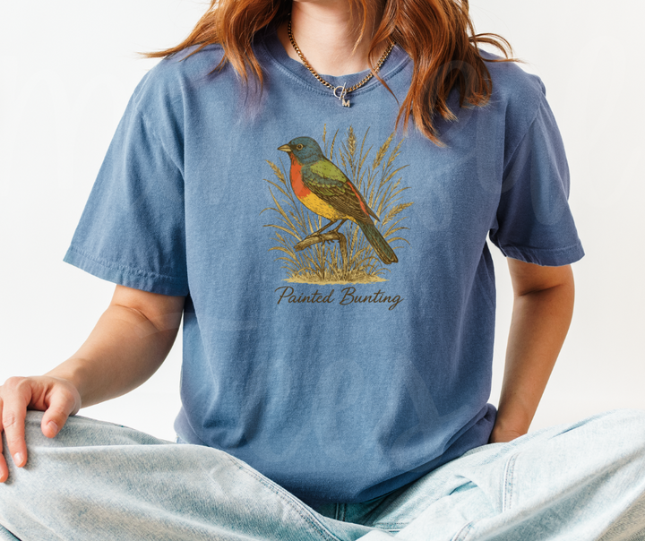 "Pointed Bunting" Birdwatching Design Birds and Nature Inspired Unisex heavyweight t-shirt