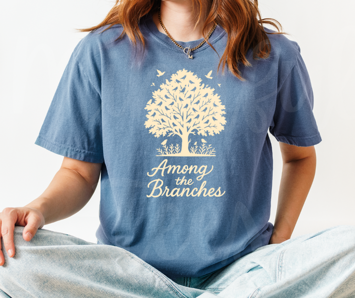 "Among The Branches" Birdwatching Design Birds and Nature Inspired Unisex heavyweight t-shirt