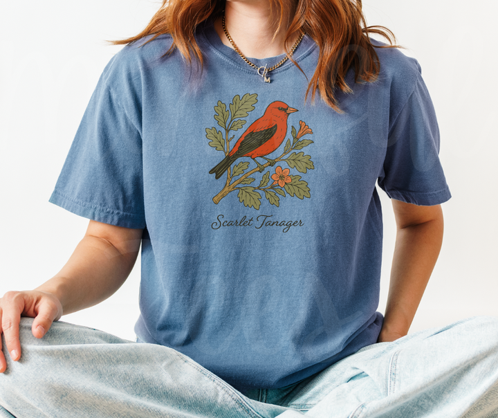 "Scarlet Tanager" Birdwatching Design Birds and Nature Inspired Unisex heavyweight t-shirt