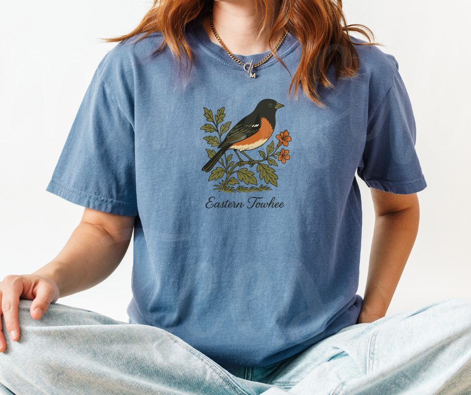 "Eastern Towhee" Birdwatching Design Birds and Nature Inspired Unisex heavyweight t-shirt