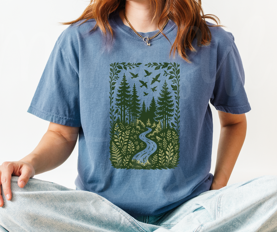 "The Path" Birdwatching Design Birds and Nature Inspired Unisex heavyweight t-shirt