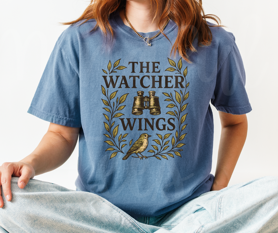"The Watcher Wings" Birdwatching Design Birds and Nature Inspired Unisex heavyweight t-shirt