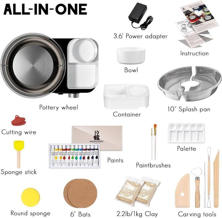Beginner Pottery Wheel Starter Kit + 12 Online Classes (Free Shipping)