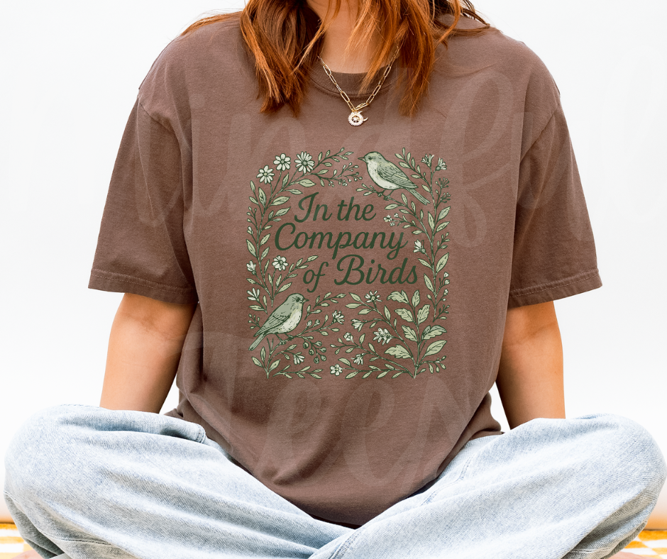 "In The Company of Birds" Birdwatching Design Birds and Nature Inspired Unisex heavyweight t-shirt