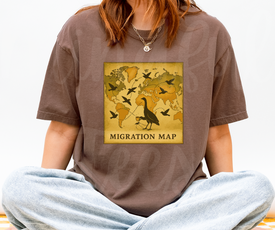 "The Map" Birdwatching Design Birds and Nature Inspired Unisex heavyweight t-shirt