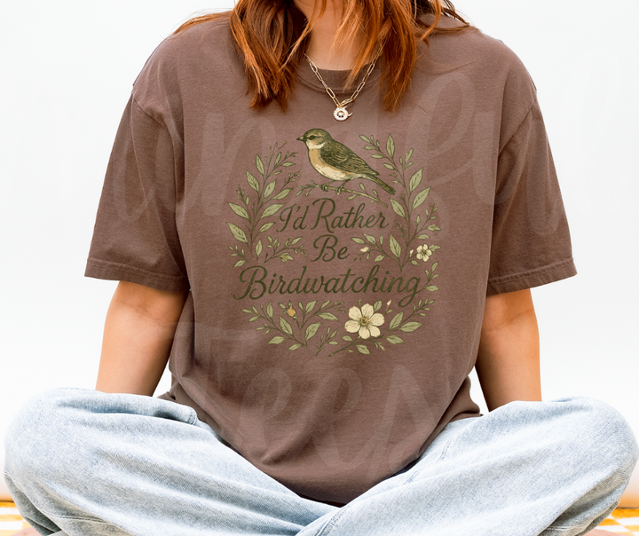 "I'd Rather be Birdwatching" Birdwatching Design Birds and Nature Inspired Unisex heavyweight t-shirt
