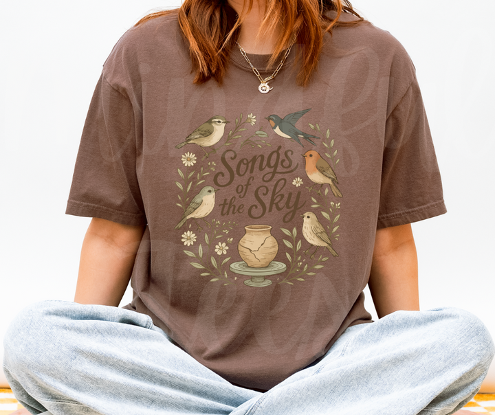 "Songs of the Sky" Birdwatching Design Birds and Nature Inspired Unisex heavyweight t-shirt