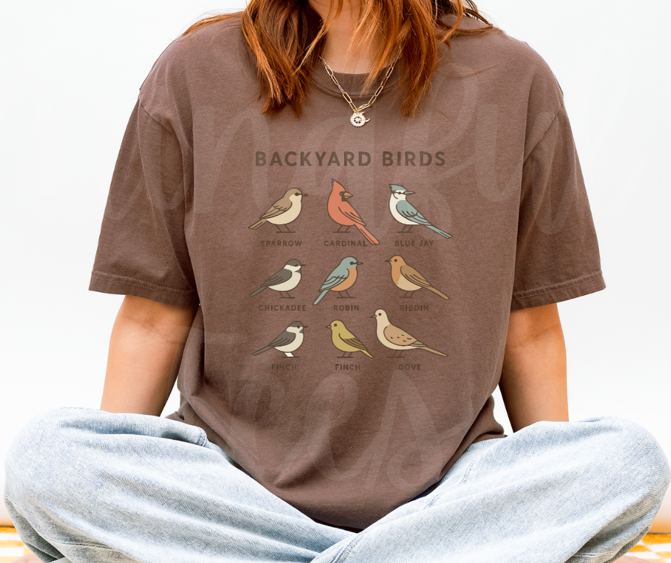 "Backyard Birds" Birdwatching Design Birds and Nature Inspired Unisex heavyweight t-shirt