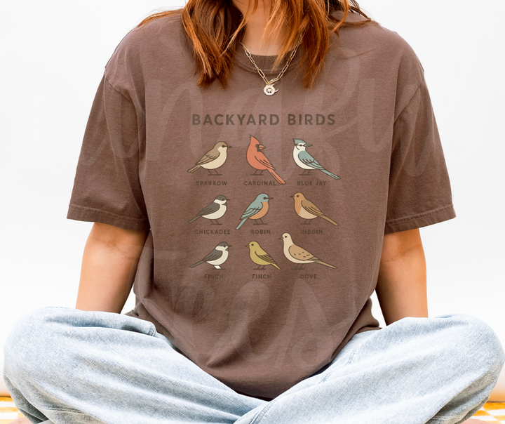 "Backyard Birds" Birdwatching Design Birds and Nature Inspired Unisex heavyweight t-shirt